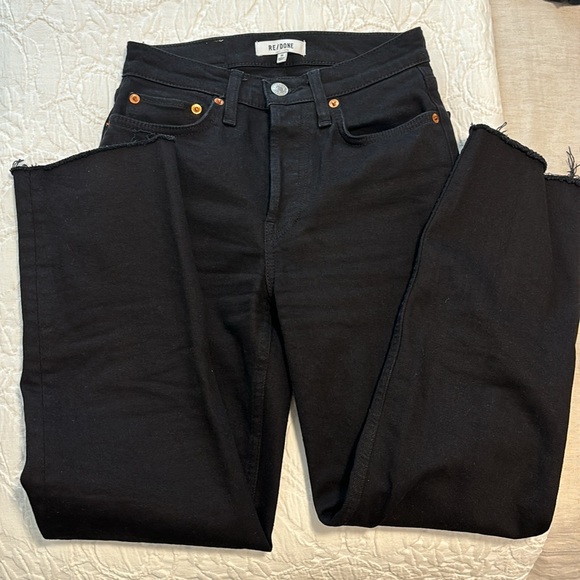 RE/DONE High Rise Stove Pipe Jean in Jet Black - Picture 2 of 6